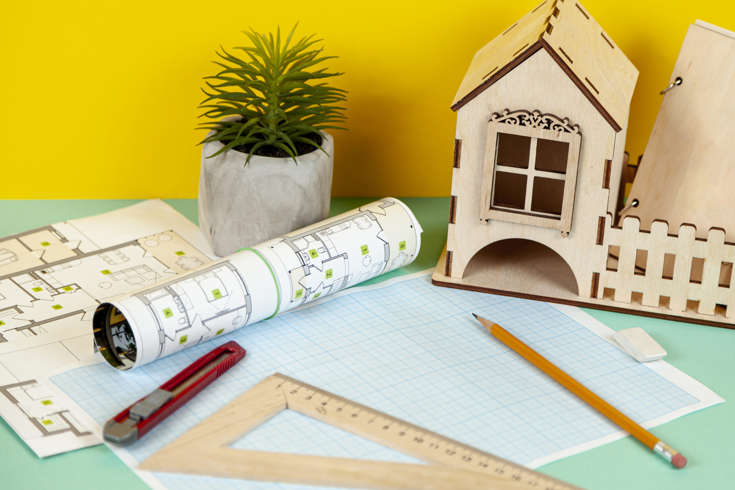 high-angle-architectural-objects-desk